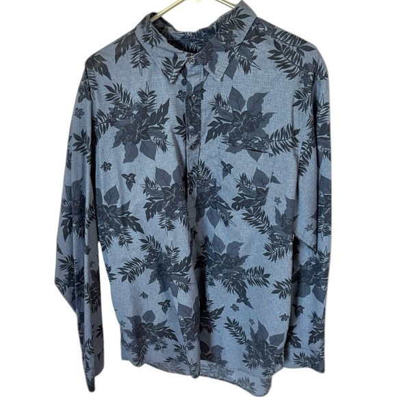 Gray Floral Men's Button Down Long Sleeve Shirt XL - Picture 2 of 4